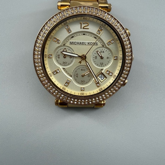 Michael Kors Gold Crystal Embellished Chronograph Watch - Picture 6 of 10